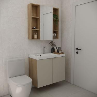 Imagem de Conjunto De Banheiro Sem Cuba Vittare 80cm Estilare CNJ5005 Carvalho-nude