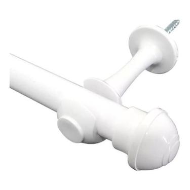 Imagem de Kit De Varão 3m Simples Com Ponteiras De 28mm Grosso Branco - Nathalia