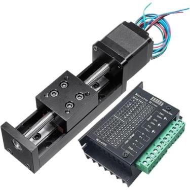 Imagem de Trilho De Guia Trilho De Mesa Deslizante Cnc Tipo T Trilho De Guia De Transporte De Estágio Linear Kit De Acionamento Do Motor De Passo Mini Mesa Deslizante Eixo Xyz, 12mm Pitch, 50mm and Drive