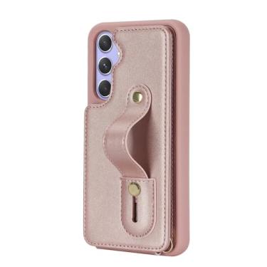 Imagem de Capa de celular transversal para Samsung Galaxy S25 Edge, S24 Ultra, S23 Plus, S22, couro, porta-cartões, alça de pulso, capa macia, ouro rosa, para Galaxy S23+