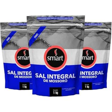 Imagem de Kit com 3 Pouchs de Sal Integral de Mossoró Fino de 1kg cada - Smart