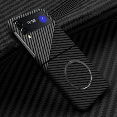 Imagem de Capa de fibra de carbono para samsung galaxy z flip 5, capa dura para samsung z flip 3 4 flip5, preto prateado, para samsung z fold 5