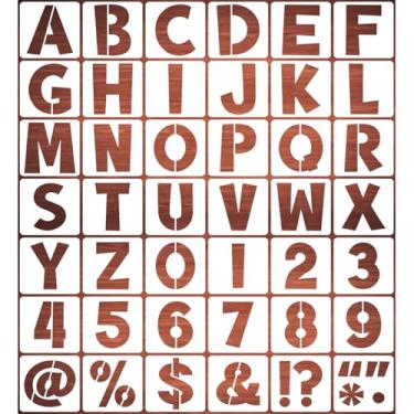 Imagem de REOLAN Estêncil de letras de 28 cm para pintura – pacote com 42 modelos de estêncil de letras e números do alfabeto com placas para pintura, estênceis de letras e números reutilizáveis para