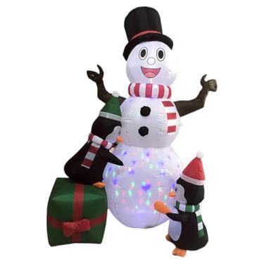 Imagem de Esquirla Pinguim boneco de neve inflável de Natal com adereços leves à prova de intempéries, decoração de Natal leve para jardim sazonal