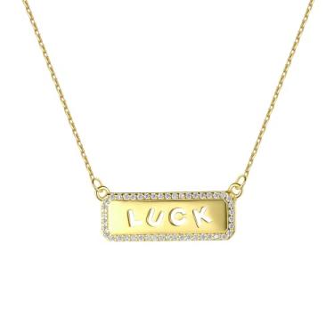 Imagem de EFASHION Colar feminino banhado a ouro 14K 925 prata estilo ins microincrustado zircão alfabeto clavícula colar, Medium, Ouro, Zircônia cúbica