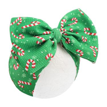 Imagem de YanJie Faixa de cabelo para bebês meninas de 17,8 cm de bengala doce, laço de cabelo infantil, faixa verde para roupas infantis de Natal