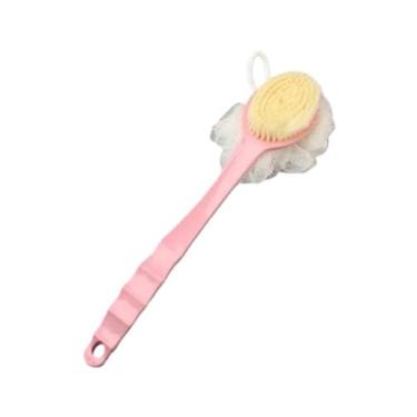 Imagem de Escova 2 em 1 Esfoliante de Costas para Banho Com Esponja e Alça Estendida(1 uni menina,escova 2em1)