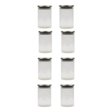 Imagem de Kit 8 Pote De Vidro Com Tampa Hermética Inox 900ml Multiuso - Climaco
