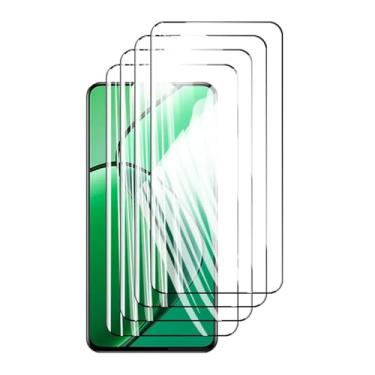 Imagem de Protetor de tela 4 peças para Realme 12 4G, vidro temperado HD de 6,67" cristal 9H de alta qualidade, capa antirriscos de alumínio, compatível com impressão digital (preto)