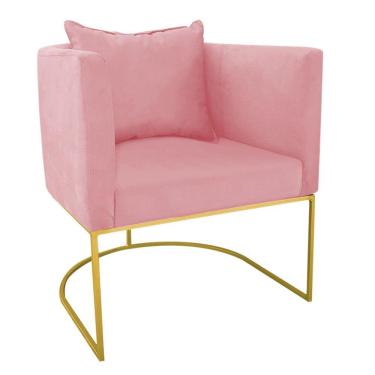 Imagem de Poltrona Paola Suede Base Metálica Dourado rose
