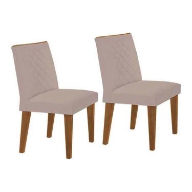 Imagem de Kit 2 Cadeiras De Cozinha Jade Madeira Capuccino-suede Creme - Rufato