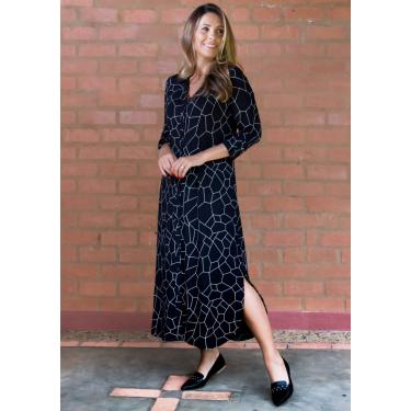 Imagem de Vestido Chemise Pau a Pique Estampado Preto