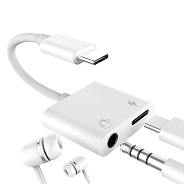Imagem de USB-C para acessórios de áudio de 3,5 mm, adaptador de conector de fone de ouvido tipo C, divisor auxiliar DAC 2 em 1 para iPhone15 Pro Max para iPad, dongle de carregamento, compatível com Samsung