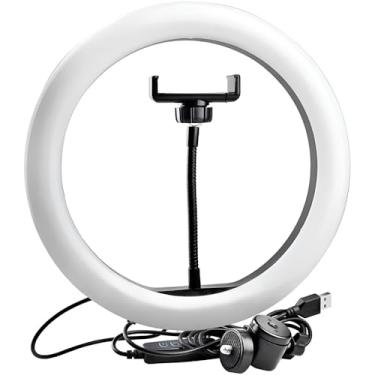 Imagem de Ring Light Profissional, 30cm LED Circular, 3 Modos de Iluminação, 240 LEDs, USB, Suporte para Celular, 3200K-5500K, para Fotos, Vídeos e Lives