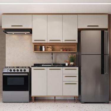 Imagem de Cozinha Modulada 5 Peças 8 Portas 2 Gavetas com Nicho Decorativo Isabelle Freijó / Arenas
