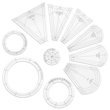 Imagem de EEEKit 10 peças de modelos de colcha Dresden, régua de acrílico com diferentes formas, réguas triangulares para estofamento e costura