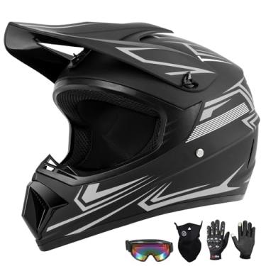 Imagem de TIANDU Capacetes De Motocross Para Motociclistas Adultos (Óculos, Luvas E Máscara Facial), Conjunto Com 4 Peças, Capacete Completo Motocicletas, Montanha Off-Road, Quadriciclo Aprovado Pela Dot