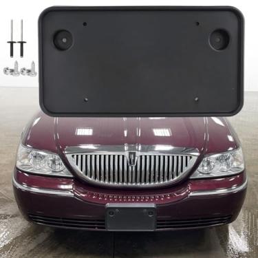 Imagem de Moldura de placa de licença frontal compatível com Lincoln Town 2003 2004 2005 2006 2007 2008 2009 2010 2011 Lincoln Town Car Front Bumper License Plate Holder Mounting Cover Replace # 3W1Z17A385AAB