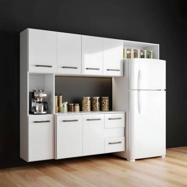 Imagem de Cozinha Completa Suspensa 1,80m 7 Portas 2 Nichos - Branco