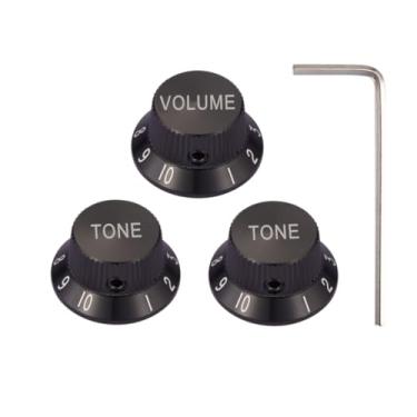 Imagem de Dopro Parafuso de fixação 1/10.2 cm Universal Metal Guitar Bass Potenciômetro Alumínio Volume/Tom Top Hat Bell Knobs para Strat/Ibanez/Yamaha/Les Paul/AMPS/Preamps 1V2T Preto