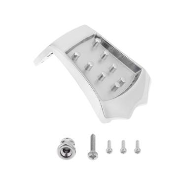 Imagem de Create idea Tailpiece de bandolim triangular de 8 cordas com fivela de cinto e parafusos para bandolim superior arqueado de 8 cordas, prata