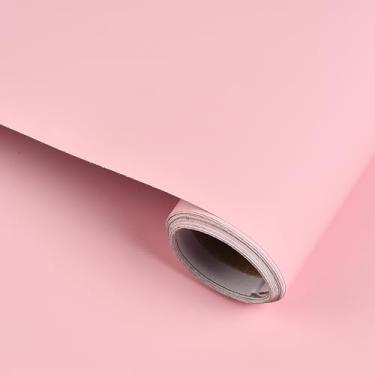 Imagem de AuMoHall Papel de parede rosa impermeável, autoadesivo, papel de contato para armários, quarto, móveis, fácil instalação, adesivo removível, sem danos na parede (60 cm x 500 cm)