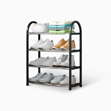 Imagem de Sapateira 4 Andares Organizador de Sapatos Multiuso Portátil com Estrutura de Metal e Plástico – Prateleira Compacta para Quartos, Closets e Lavanderias