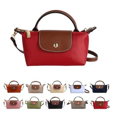 Imagem de Mini bolsa transversal feminina - bolsa de ombro com alça ajustável, bolsa pequena e espaçosa com bolsos com zíper para chaves de carteira de telefone, Vermelho, Simples