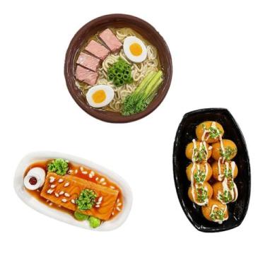 Imagem de Conjunto de ímãs de geladeira, resina alimentar japonesa, 3 unidades -