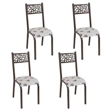 Imagem de Conjunto 4 cadeiras cozinha jantar ciplafe jade tubo bronze assento es