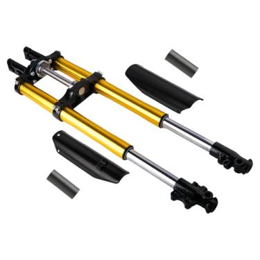 Imagem de Par de amortecedores dianteiros de 73,7 cm para bicicleta Dirt Pit 110CC 125CC, garfos dianteiros completos de 45/48 mm e conjunto de elevação de guidão de braçadeira tripla adequado para Dirt Pit Pro