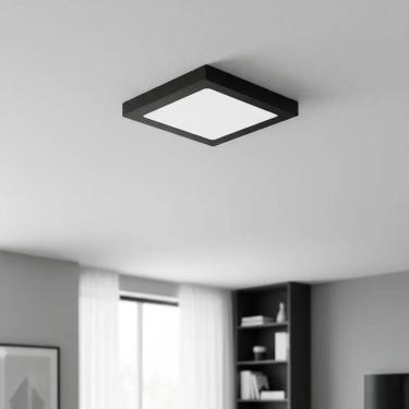 Imagem de Plafon Led Quadrado Sobrepor Branco Painel 18W Slim Preto -
