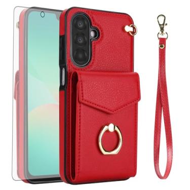 Imagem de Asuwish Capa de telefone para Samsung Galaxy A17/A26 5G capa carteira com protetor de tela de vidro temperado e anel de bloqueio RFID porta-cartão de crédito acessórios de celular de couro A 17 26 17A