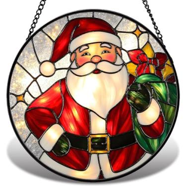 Imagem de Apanhador de sol para pendurar em janela de vitral de Natal, papai noel para enfeite de janela, decoração de arte de parede festiva, presente de Natal para mulheres, homens (Papai Noel vermelho, 15 cm