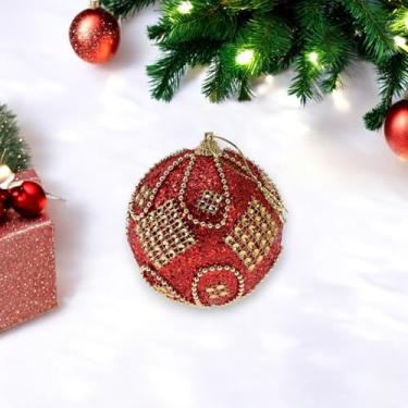 Imagem de Generic 1 peça de enfeites de bolas de Natal redondas com contas de espuma vermelha 8 cm