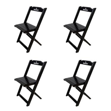 Imagem de Kit 4 Cadeiras Dobráveis Madeira Personalizada Hei Preta - Cor: Preto
