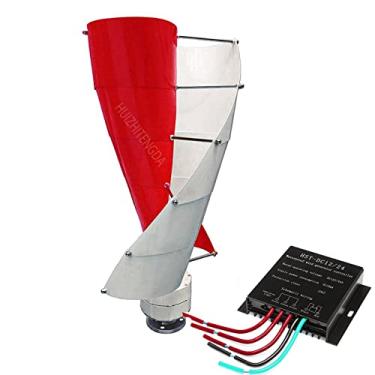 Imagem de 12v,HENGJINGTR Turbina Eólica Vertical de Baixo Ruído 12V/24V/48V Gerador Eólico de 2 Pás, Pequena Velocidade de Arranque Gerador de Turbina Eólica de Eixo Vertical 10000W
