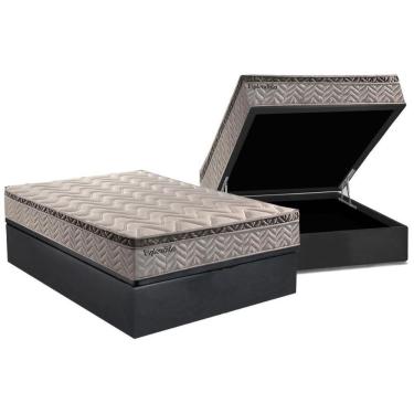 Imagem de Cama Box Baú Casal: Colchão Molas Paropas Ensacadas Esplêndido Bordô + Base Gray(138X188)