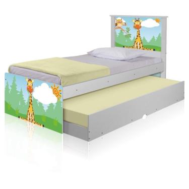 Imagem de Bicama Juvenil Adesivada Safari Girafa Com Colchões