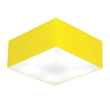 Imagem de Plafon Quadrado Vivare Md-3012 Cúpula Em Tecido 21/50x50cm - Bivolt Amarelo 127/220v