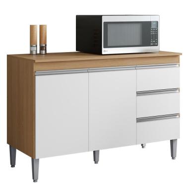 Imagem de Balcão Pia Andréia 120cm Amêndoa-branco Com Tampo Mdp - Ajl Móveis Amêndoa-branco