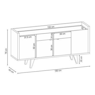 Imagem de Buffet Melodia Off White Castanho - Hb Móveis