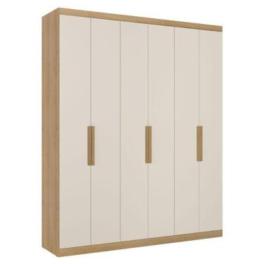 Imagem de Guarda Roupa Casal Milan 6 Portas Capuccino Off White Acetinado - Thb