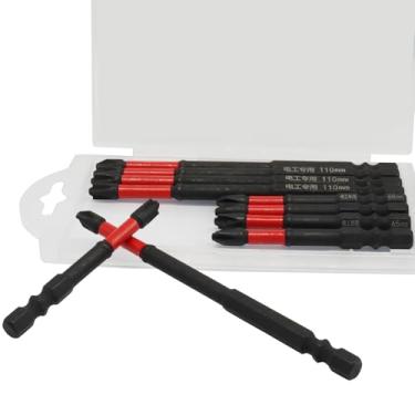 Imagem de LifCratms Conjunto de 10 peças de chaves de fenda de impacto FPH2 para eletricistas, aço S2 de 65 mm e 110 mm, haste hexagonal de 1/4 polegada, pontas usinadas CNC com magnetismo, brocas de chave de