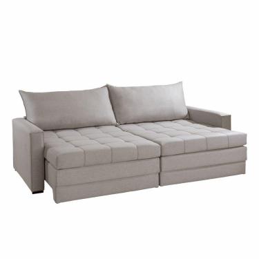 Imagem de Sofá Cama Retátil E Reclinável Captiva Tecido Linho Cinza 2,64 M