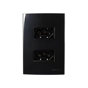 Imagem de Tomada Dupla Margirius Sleek 2p+t 20a Com Placa 4x2 Preto Ebony
