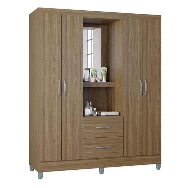 Imagem de Guarda Roupa Solteiro Cordoba 4 Portas Castanho - Poquema