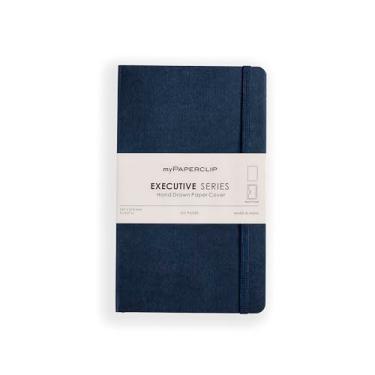 Imagem de myPAPERCLIP Caderno liso médio da série executiva | 192 páginas, 80 g/m2, capa macia, tamanho médio (12,7 x 21 cm) | Base plana | Marcador, fecho elástico e bolso traseiro | Azul