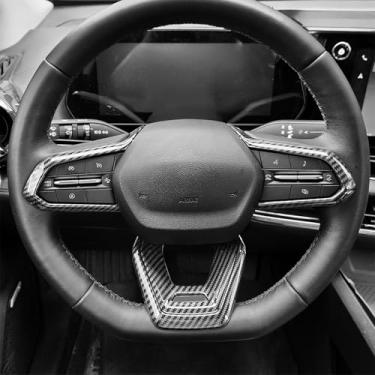 Imagem de Capa de moldura de volante de carro premium, compatível com acessórios Chevy Equinox RS 2025-2026 - antiderrapante, ajuste universal, fácil instalação e acessórios de atualização de luxo (padrão de