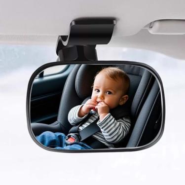 Imagem de KUQUTIDU Espelho de carro para bebê, espelho retrovisor de carro HD ajustável de 360° para virado para bebê traseiro, espelhos convexos de segurança para observar passageiros no banco traseiro